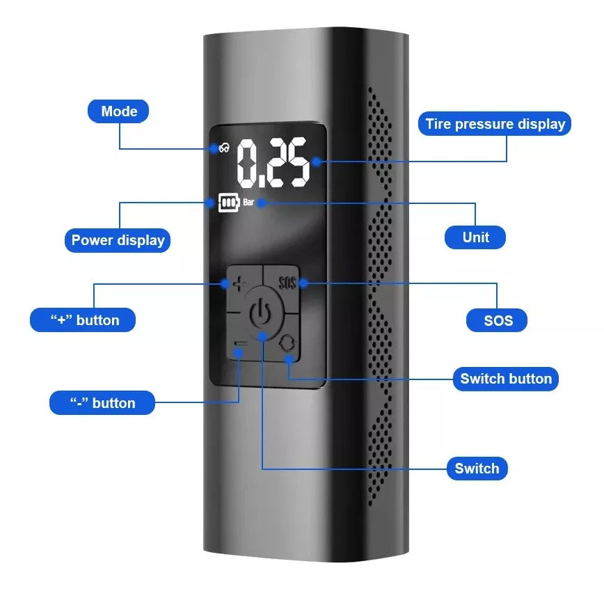 Compresor Inflador de Neumáticos Portátil 2 en 1: ¡Infla tus Neumáticos y Carga tu Celular! 🔋🚗📱